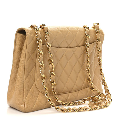 Chanel Caviar Quilted Jumbo Single Flap Beige 2 of 11