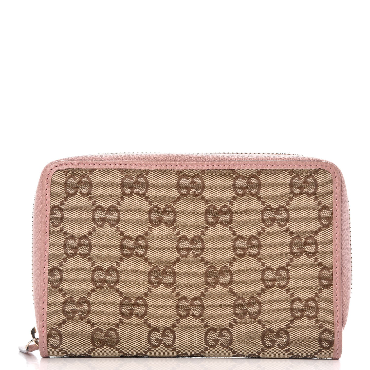 Gucci Monogram Dollar Calfskin Zip Around Compact Wallet Beige Ebony Soft Pink 1 of 10