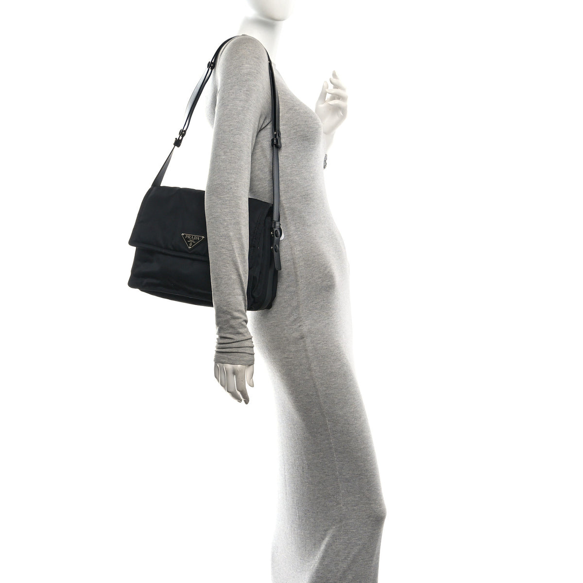 Prada Re-Nylon Vitello Padded Small Flap Shoulder Bag Black 2 of 9