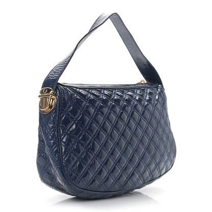 Marc Jacobs Patent Quilted Goatskin Ursula Hobo Midnight 3 of 12