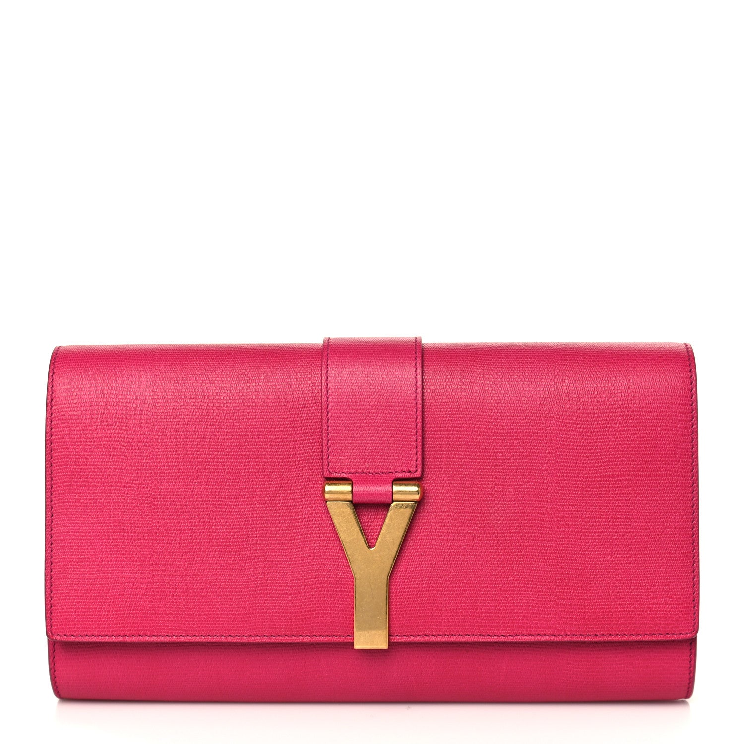 Saint Laurent Textured Calfskin Classic Y Ligne Clutch Fuchsia 1 of 10