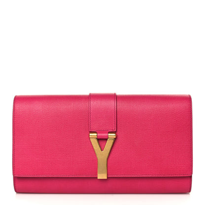 Saint Laurent Textured Calfskin Classic Y Ligne Clutch Fuchsia 1 of 10