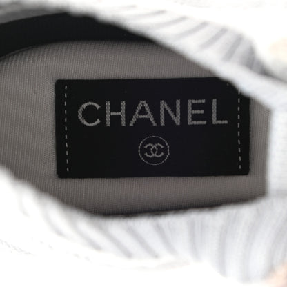 Chanel Mesh Fabric Womens CC Sneakers 36.5 White Grey 7 of 9