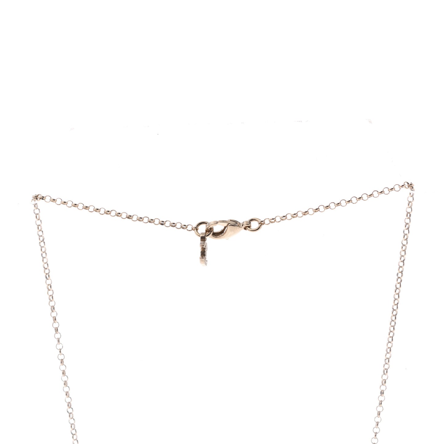 Resin Crystal CC Heart Necklace Pearly White Gold