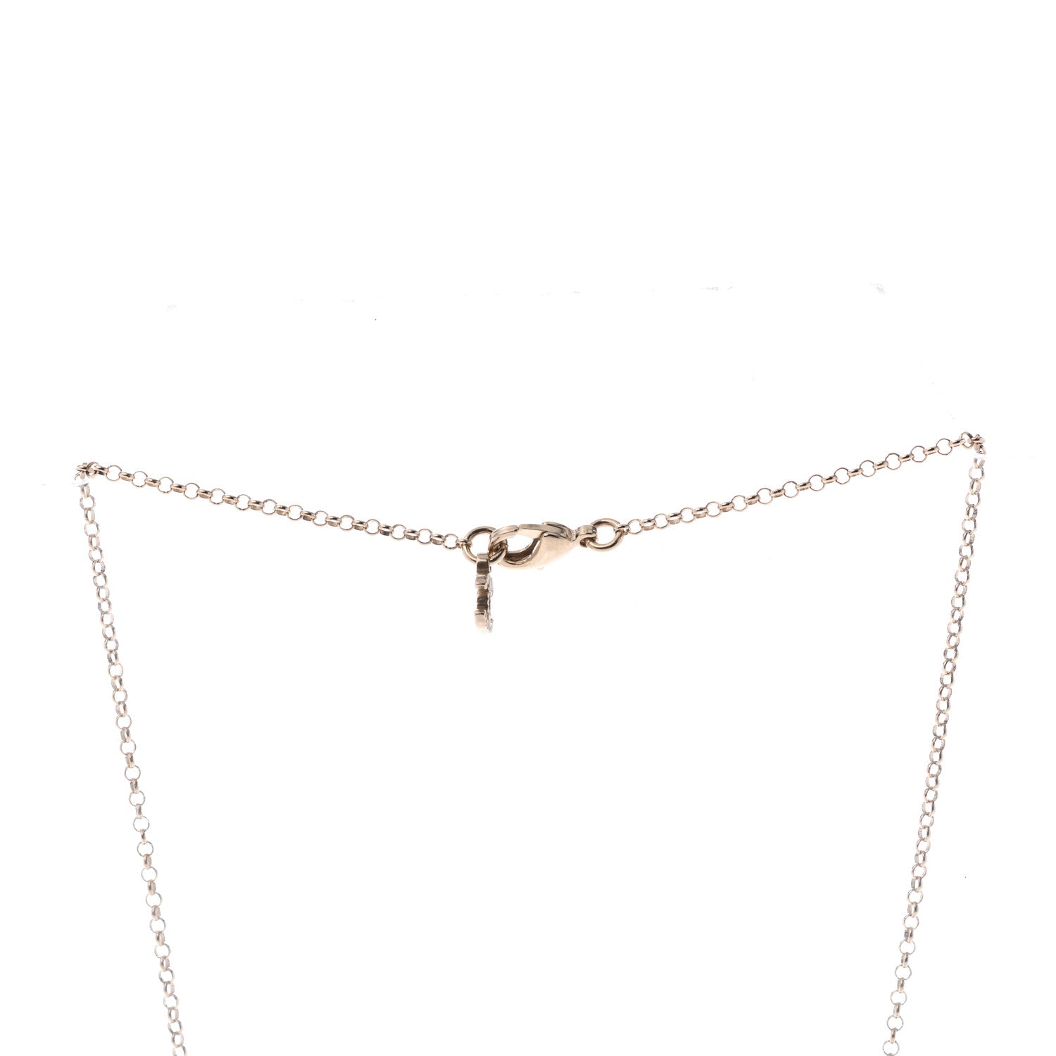 Chanel Resin Crystal CC Heart Necklace Pearly White Gold 4 of 5