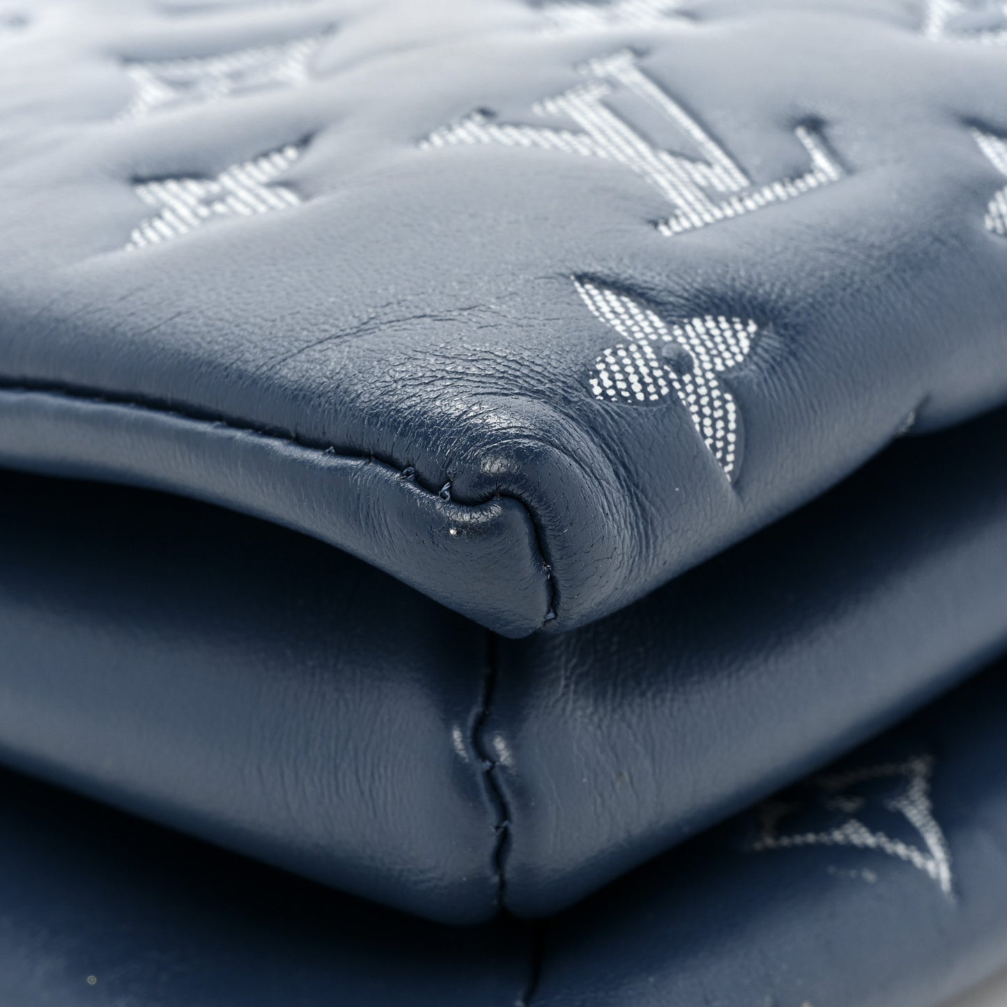 Lambskin Embossed Monogram Coussin PM Denim Blue