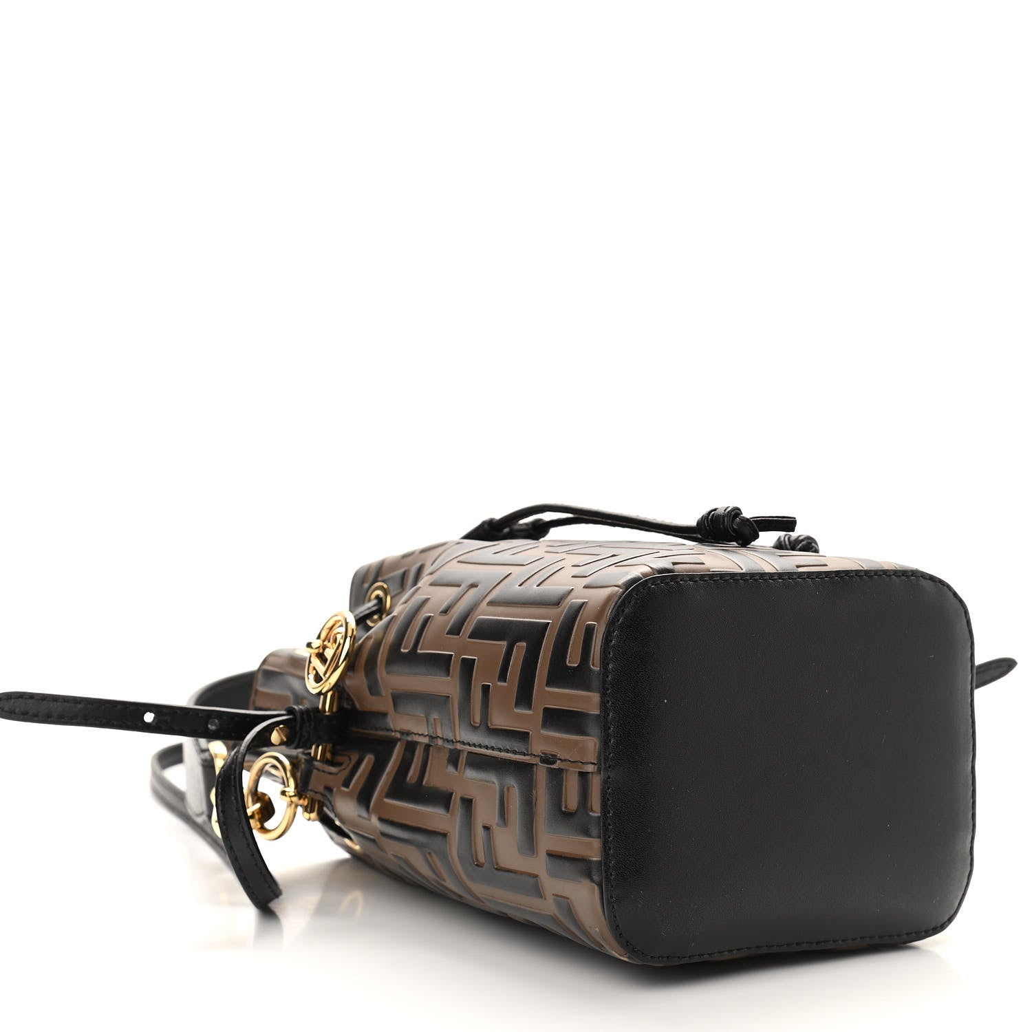 Fendi Vitello Liberty F is Fendi Bi-Color FF 1974 Embossed Mini Mon Tresor Bucket Bag Maya Black 4 of 10