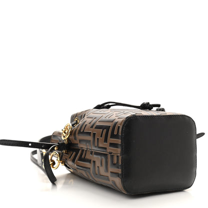 Fendi Vitello Liberty F is Fendi Bi-Color FF 1974 Embossed Mini Mon Tresor Bucket Bag Maya Black 4 of 10