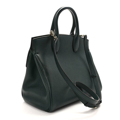 Salvatore Ferragamo Hammered Calfskin Medium Studio Top Handle Bag Dark Green 4 of 15