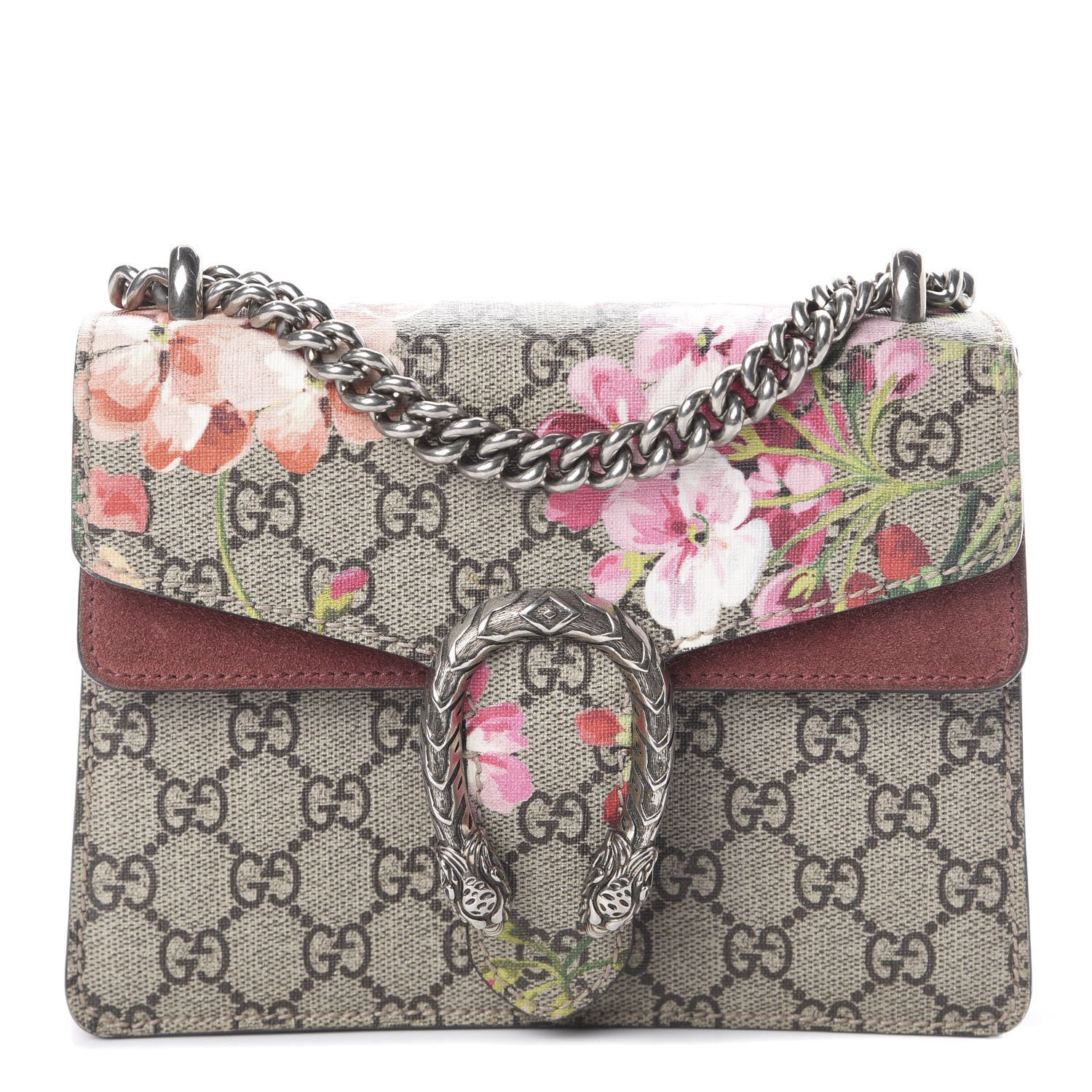 Gucci GG Supreme Monogram Blooms Mini Dionysus Shoulder Bag Beige Multicolor Dry Rose 1 of 7