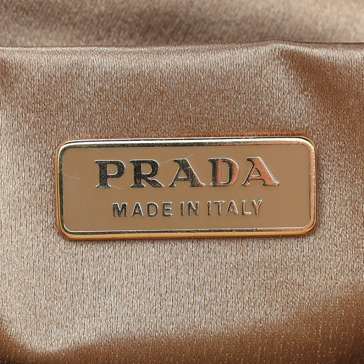 Prada Calfskin Studded Handbag Beige 6 of 9