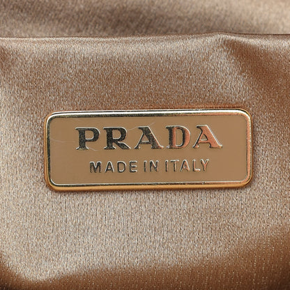 Prada Calfskin Studded Handbag Beige 6 of 9