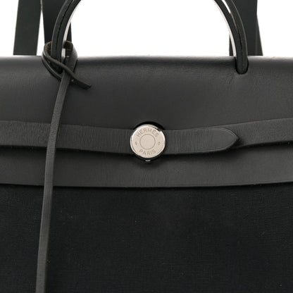 Hermes Toile Vache Calfskin Herbag 30 PM Backpack Black 9 of 14