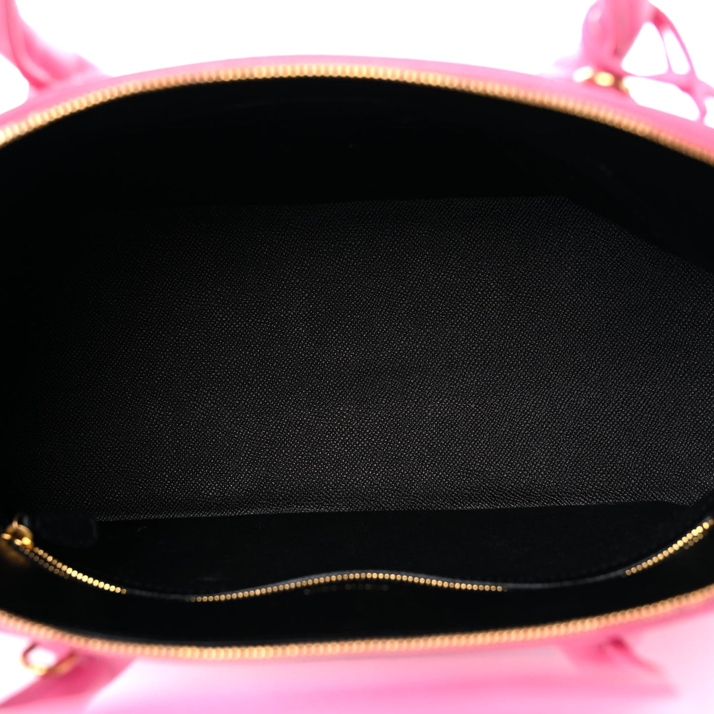Signature Grained Calfskin Logo M Ville Top Handle Bag Acid Pink