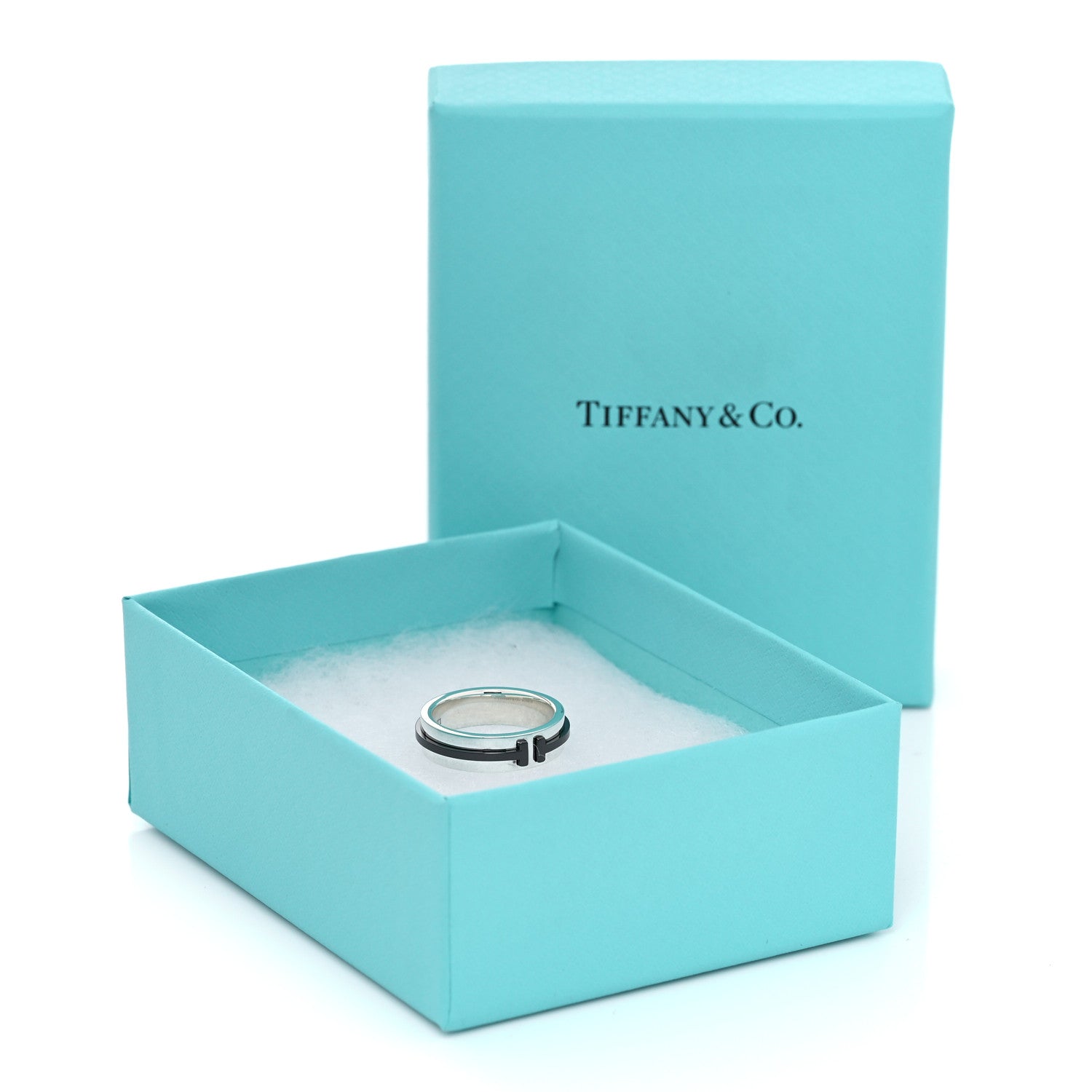 Tiffany Sterling Silver Titanium T Two Ring 53 6.25 5 of 5