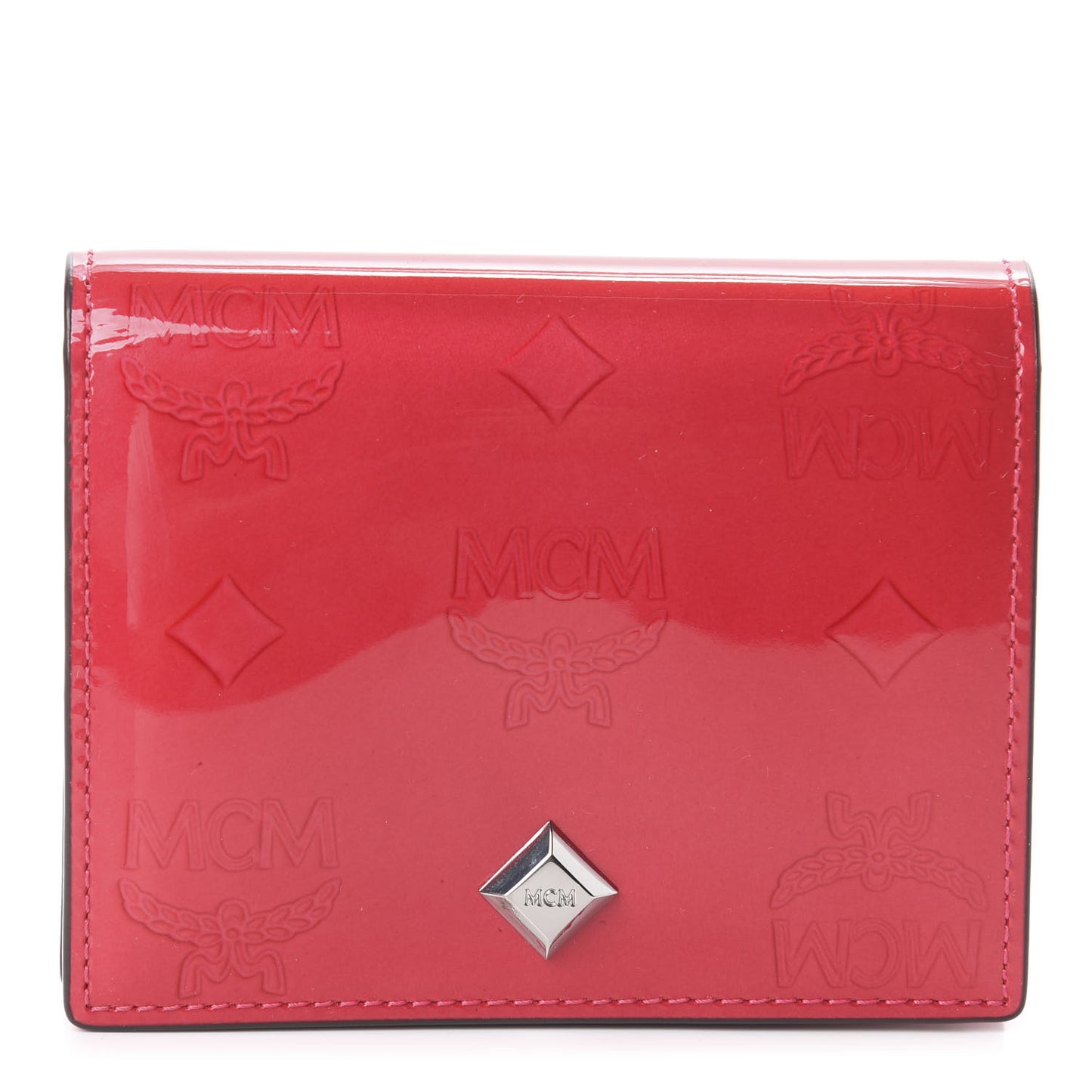 Patent Monogram Bifold Wallet Red