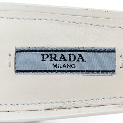 Prada Spazzolato Triangle Logo Pointed Toe 55mm Mules 38.5 White 8 of 17