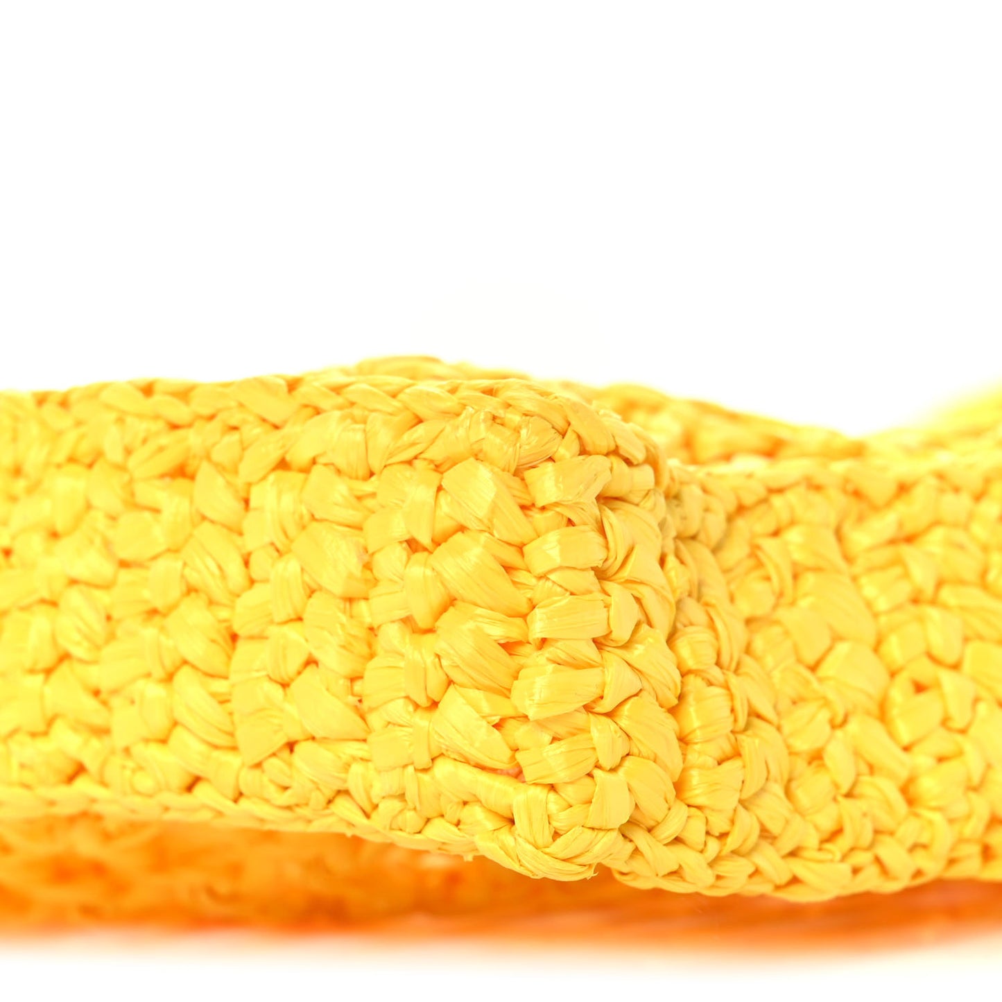 Yarn Raffia Effect Crochet Logo Embroidered Tote Bag Giallo