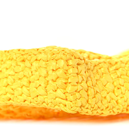 Prada Yarn Raffia Effect Crochet Logo Embroidered Tote Bag Giallo 8 of 9