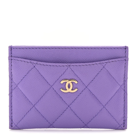 Caviar Quilted Card Holder Purple