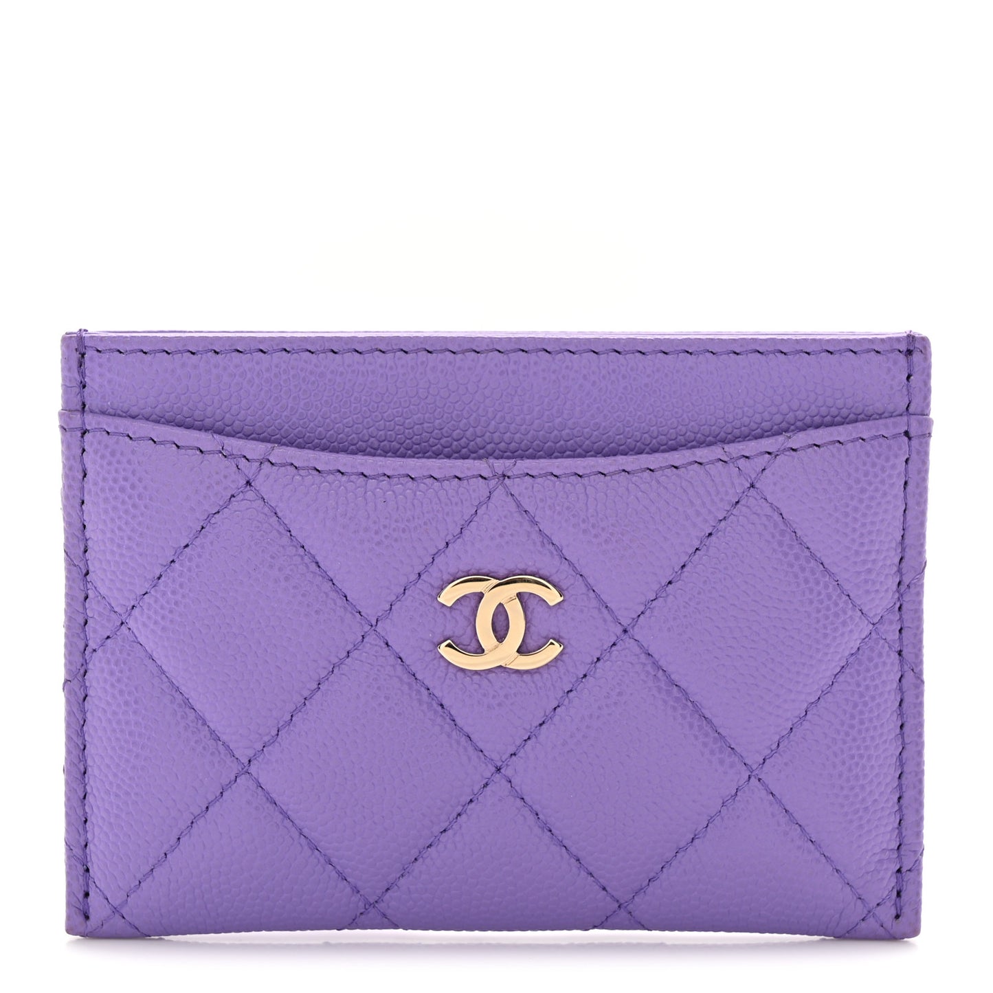 Caviar Quilted Card Holder Purple