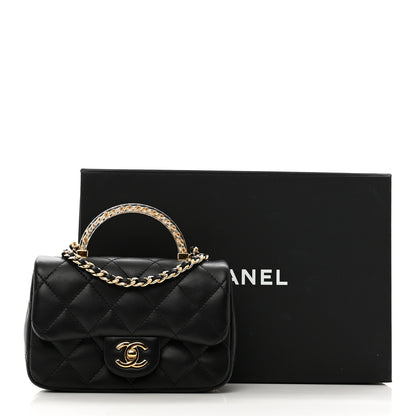 Chanel Lambskin Quilted Resin Top Handle Mini Flap Black 11 of 11