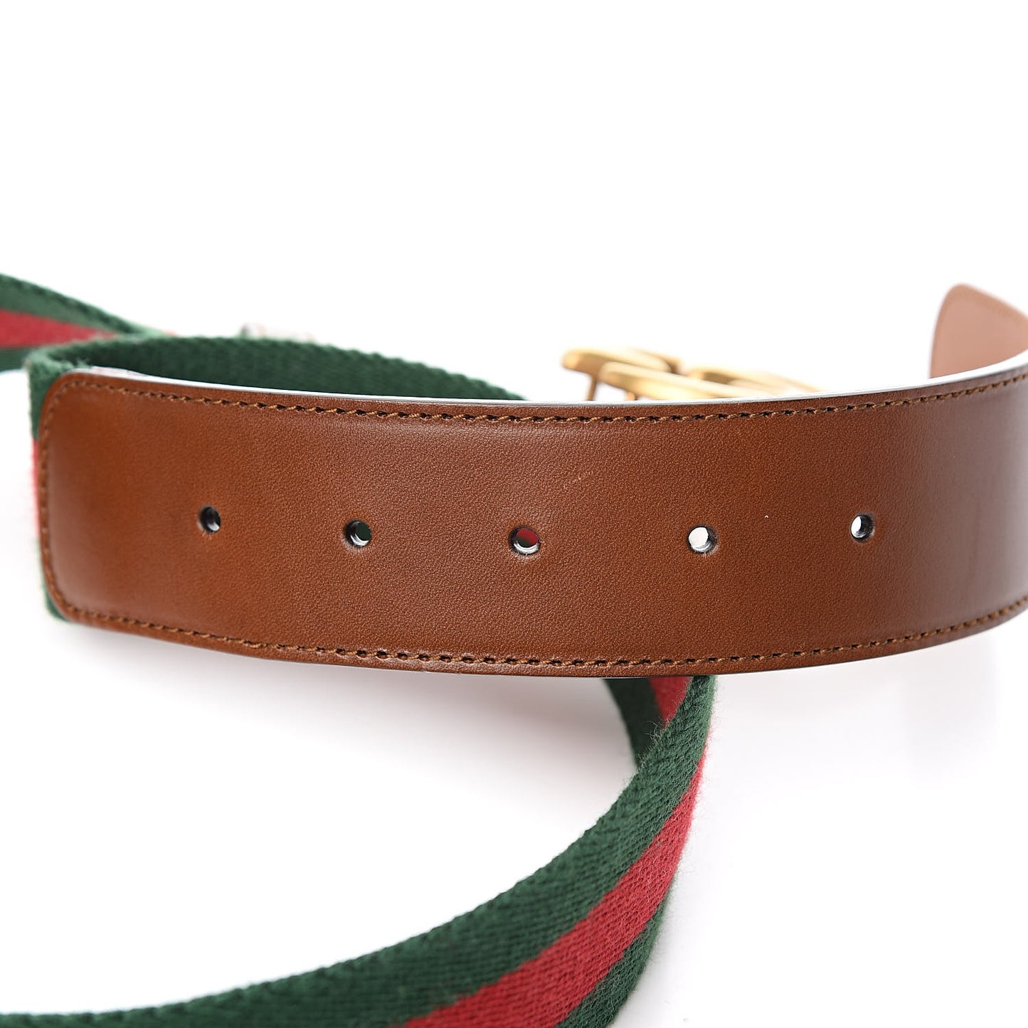 Nylon Calfskin Double G Web Belt 85 34 Brown