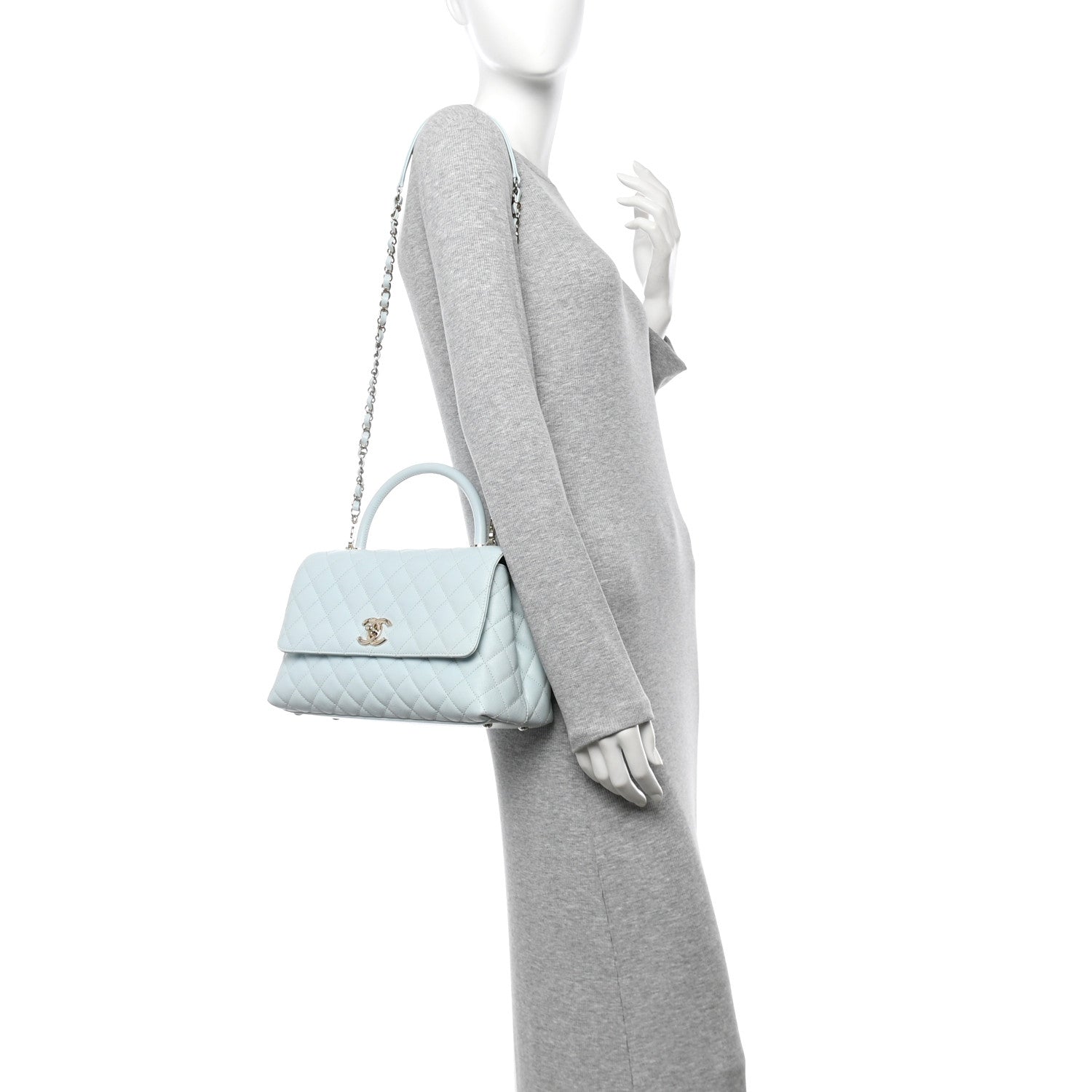 Chanel Caviar Quilted Small Coco Handle Flap Light Blue 2 of 10