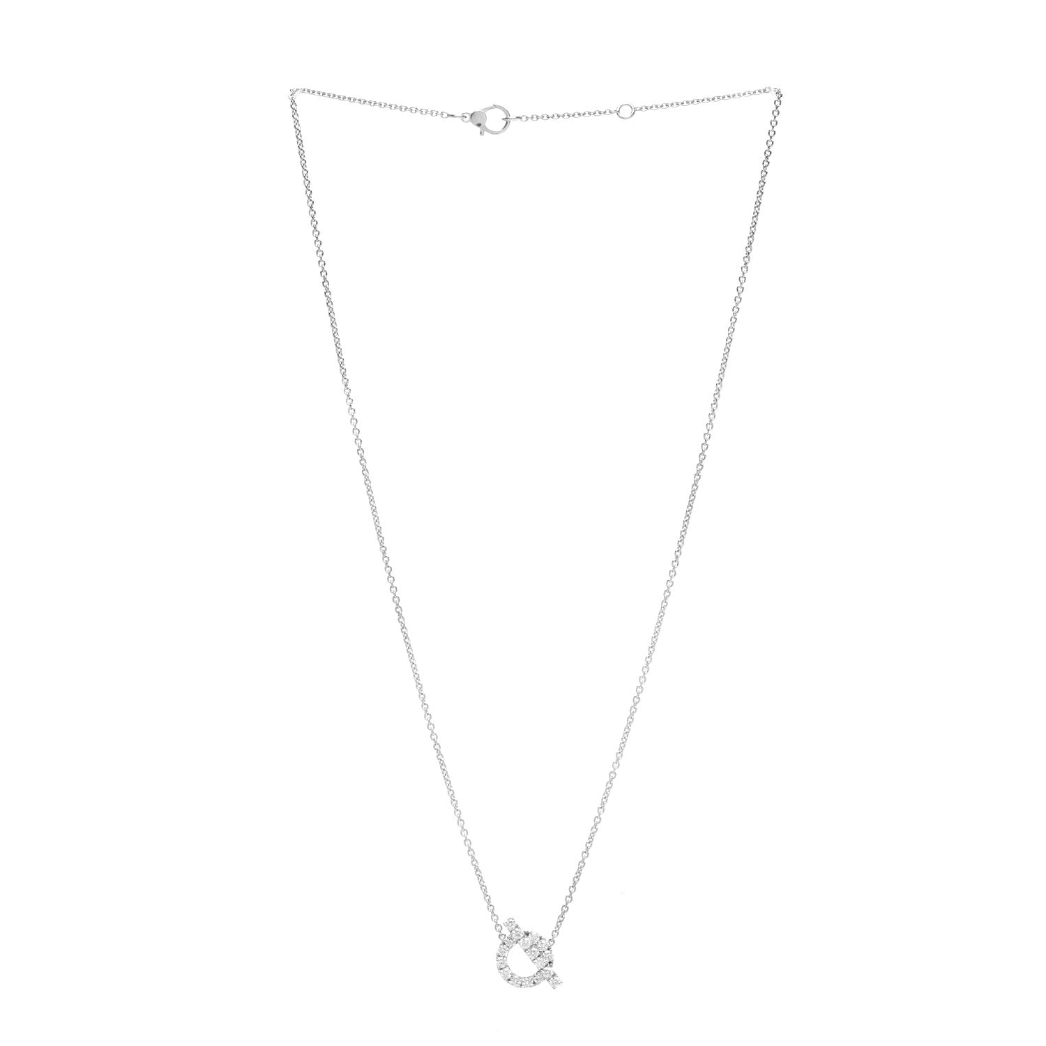 Hermes 18K White Gold Diamond Finesse Pendant Necklace 3 of 6