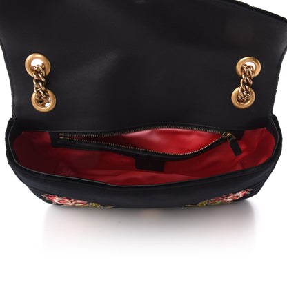 Gucci Velvet Matelasse Loved Embroidered Medium GG Marmont Shoulder Bag Black 6 of 10