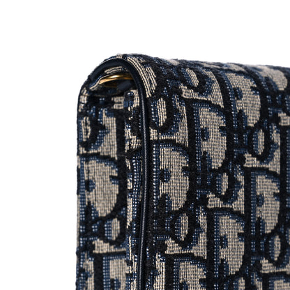 Christian Dior Oblique Saddle Chain Pouch Blue 12 of 13
