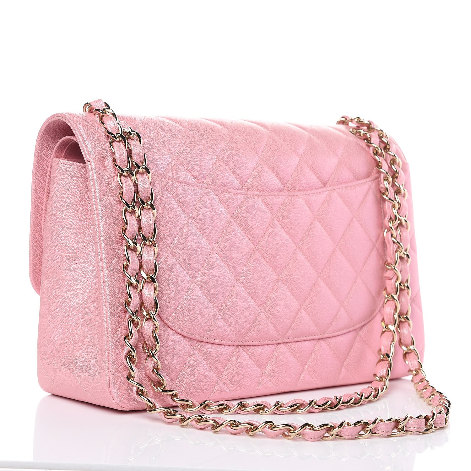 Chanel Iridescent Caviar Quilted Jumbo Double Flap Rose Pink 3 of 10