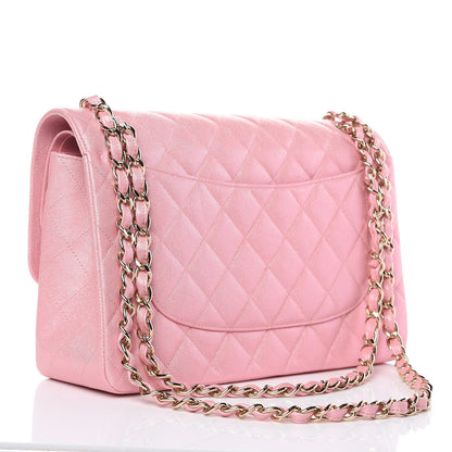 Chanel Iridescent Caviar Quilted Jumbo Double Flap Rose Pink 3 of 10