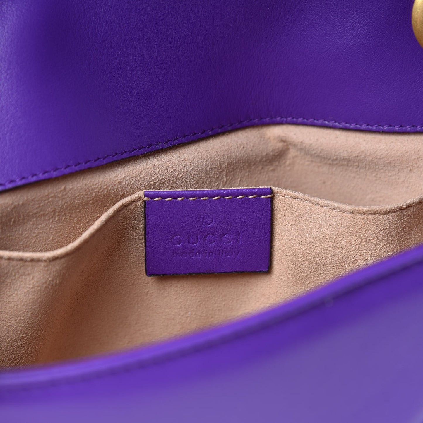 Calfskin Matelasse Mini GG Marmont Shoulder Bag Shine Purple