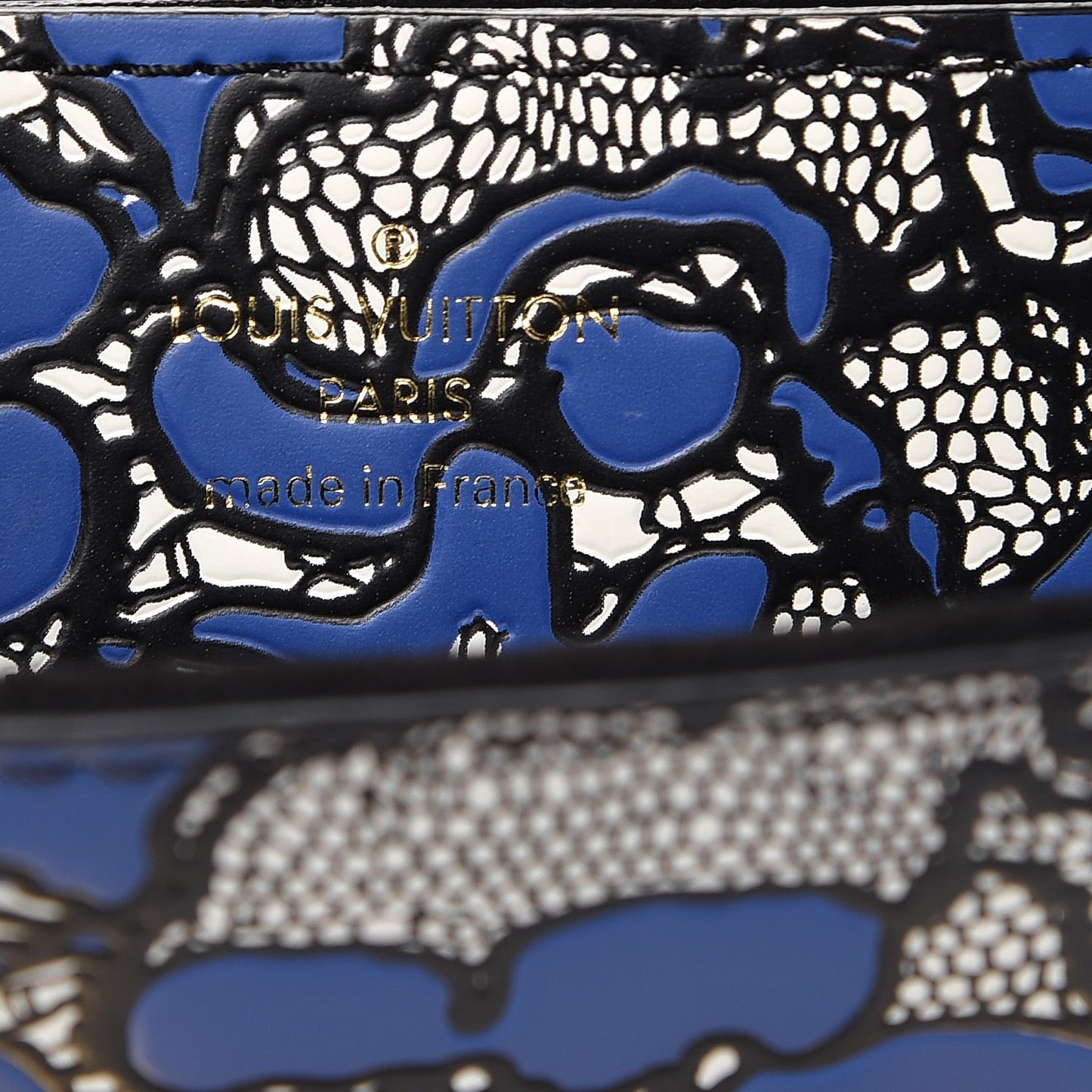 Calfskin Printed Twist Shoulder Bag MM Blue Black