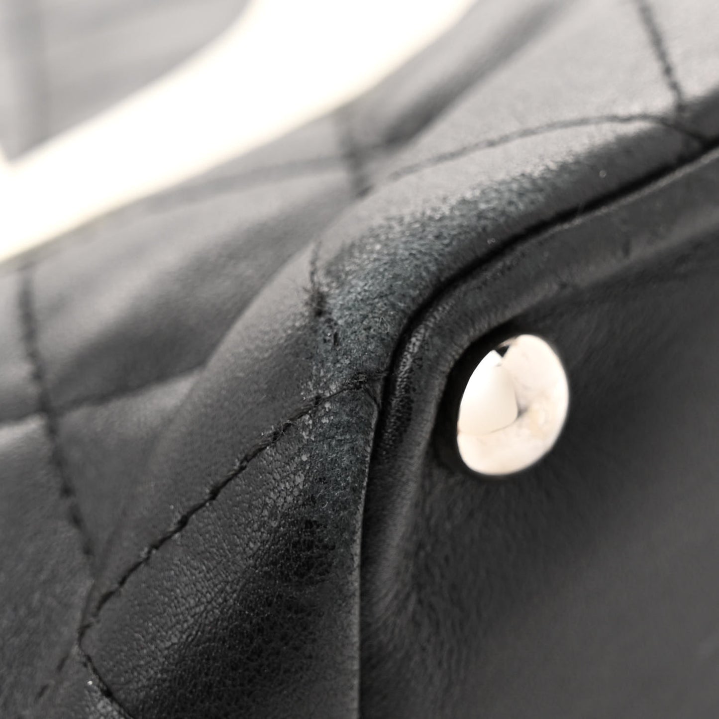 Calfskin Quilted Medium Cambon Tote Black White