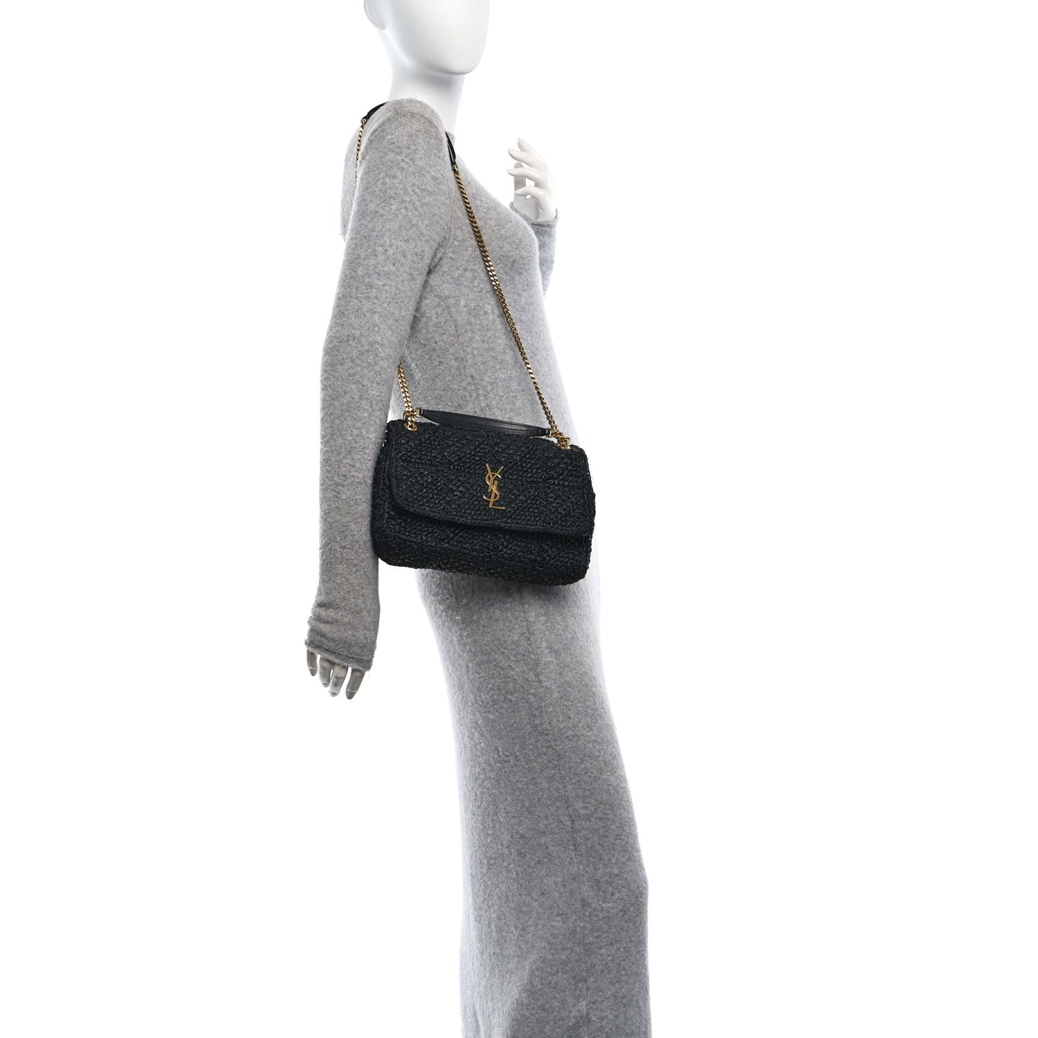 Saint Laurent Raffia Monogram Medium Jamie Black 2 of 10
