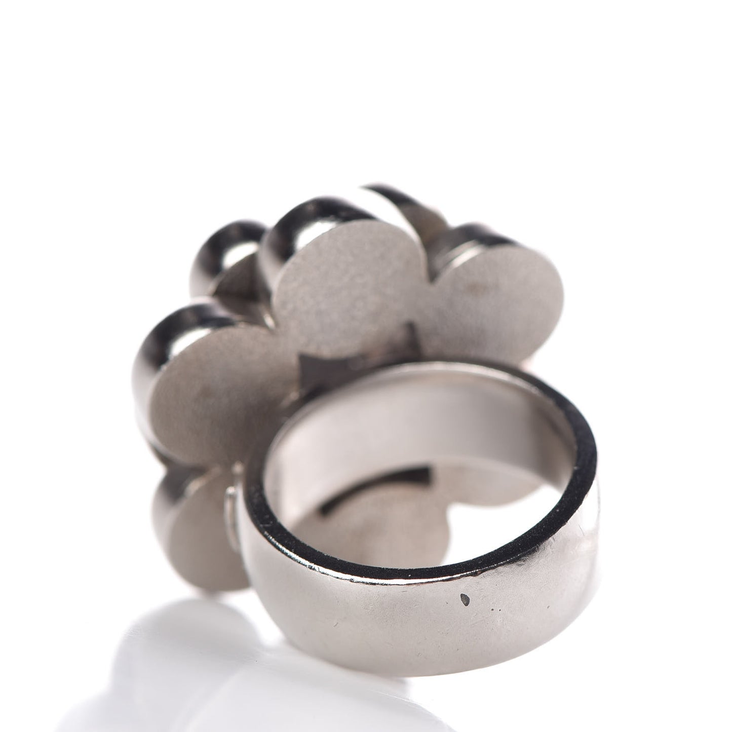 Crystal CC Button Ring 6 White
