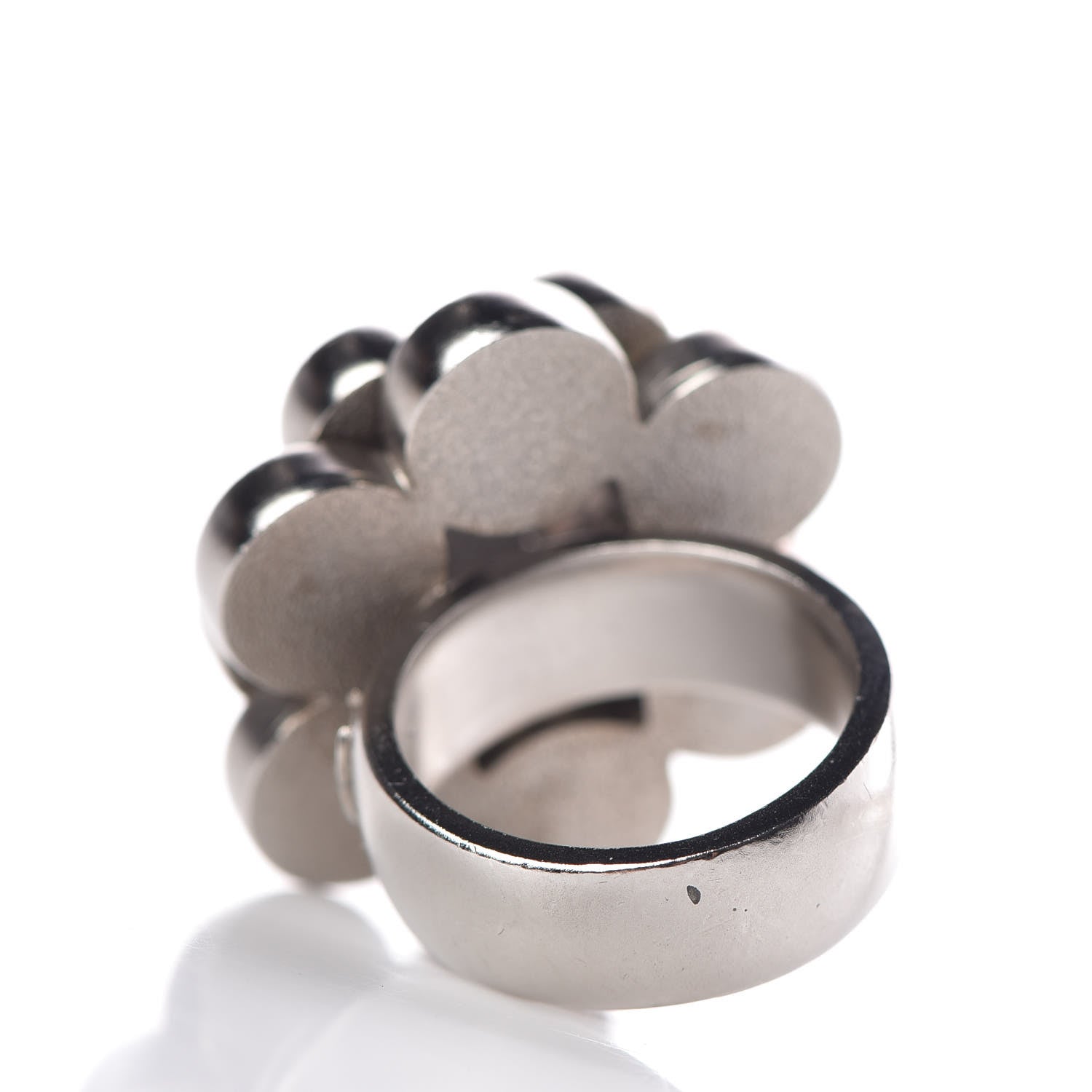 Chanel Crystal CC Button Ring 6 White 4 of 7