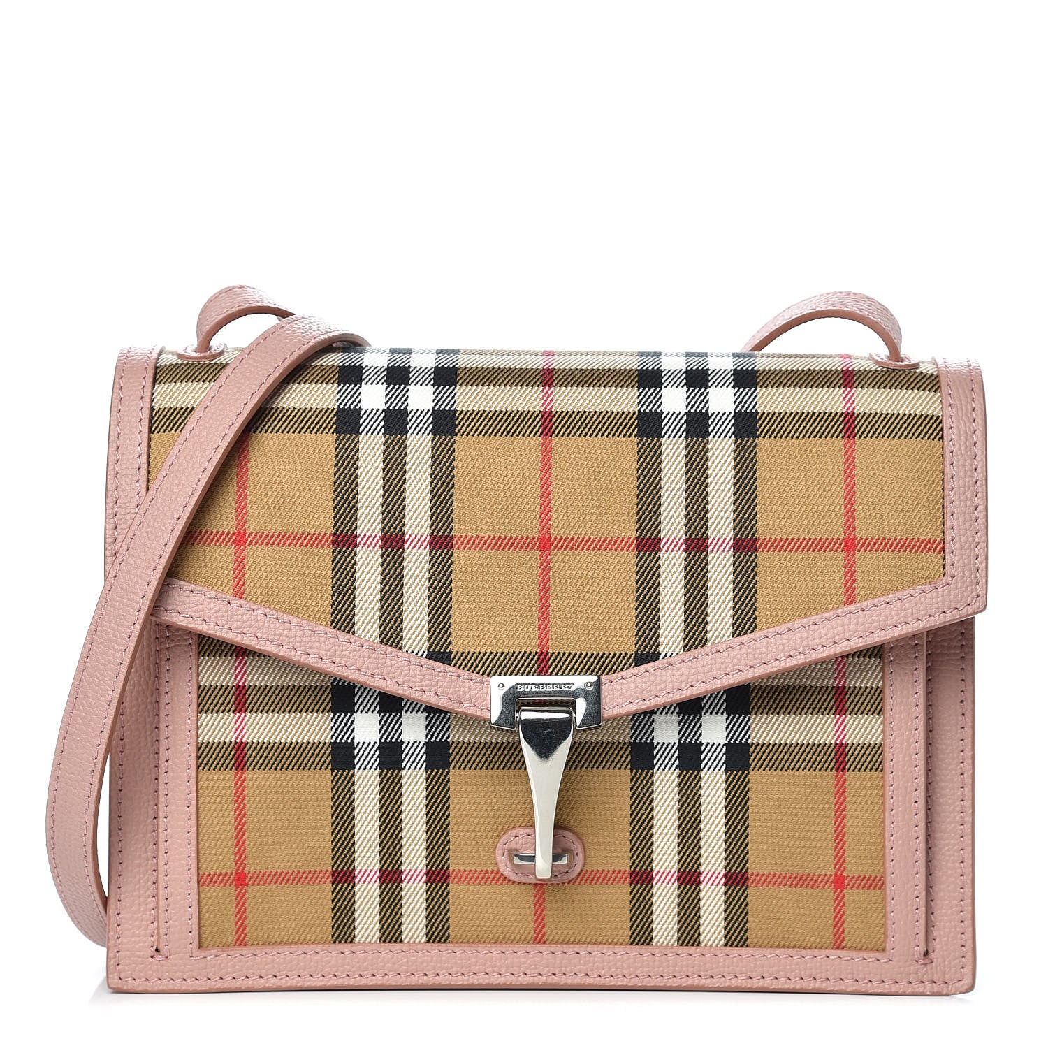 Burberry Grainy Calfskin Vintage Check Small Macken Crossbody Bag Ash Rose 1 of 10