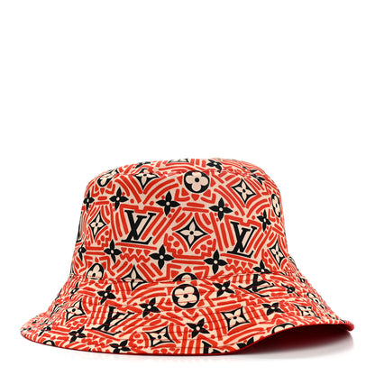 Louis Vuitton Nylon Canvas Monogram Giant Crafty Reversible Bucket Hat M Creme Rouge 1 of 14