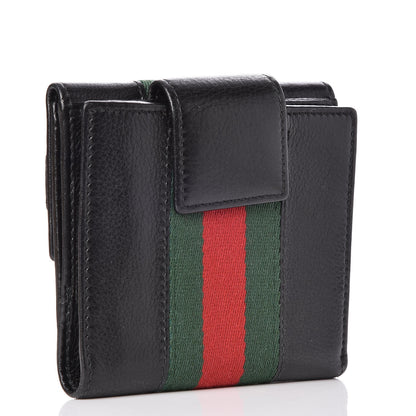 Gucci Calfskin Web Horsebit French Flap Wallet Black 3 of 7