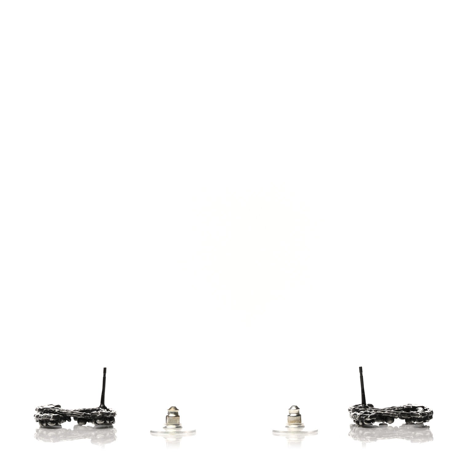 Chanel Crystal CC Camellia Earrings Ruthenium 3 of 5