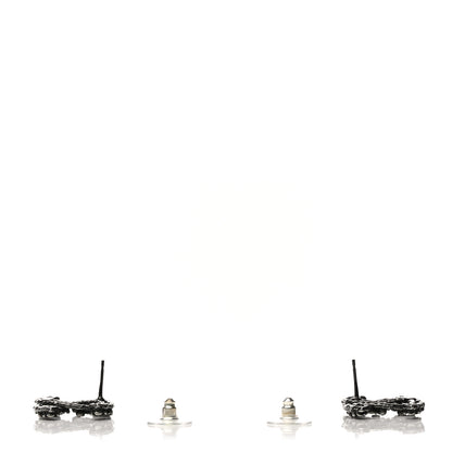 Chanel Crystal CC Camellia Earrings Ruthenium 3 of 5