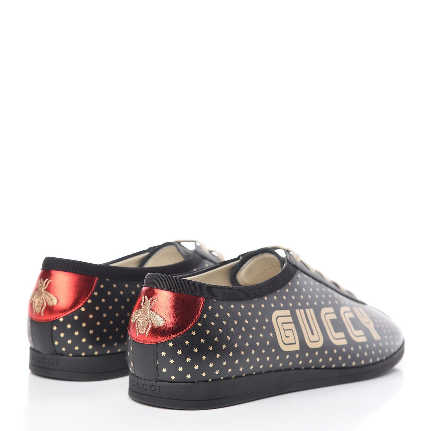X SEGA Calfskin GUCCY Stars Mens Falacer Sneakers 9 Black