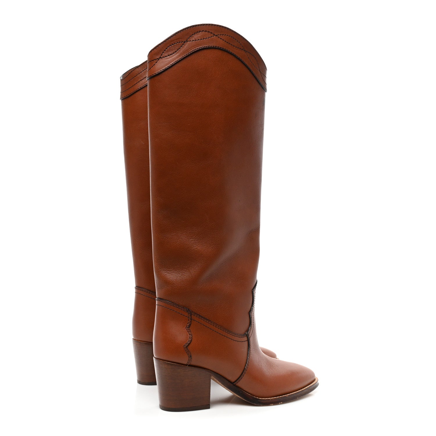 Saint Laurent Calfskin Kate 60 Western Knee High Boots 36 New Papaya. 5 of 14