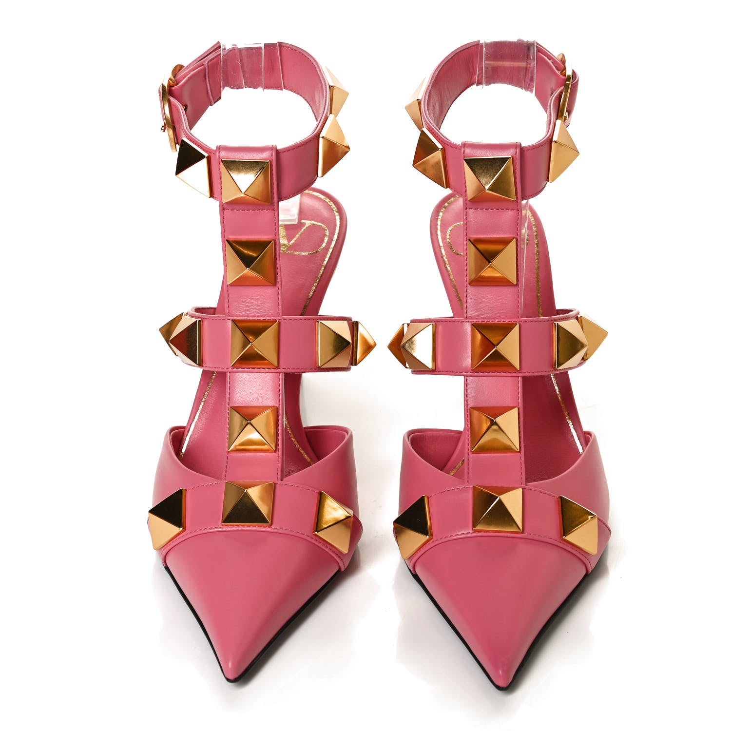 Valentino Garavani Calfskin Roman Stud Ankle Strap 80mm Pumps 36 Flamingo Pink 5 of 14