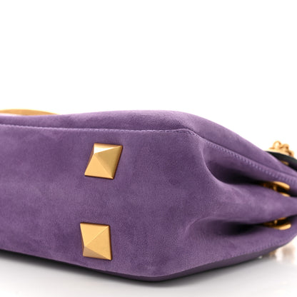 Valentino Garavani Nappa Suede Stud Sign Shoulder Bag Indian Violet 9 of 12