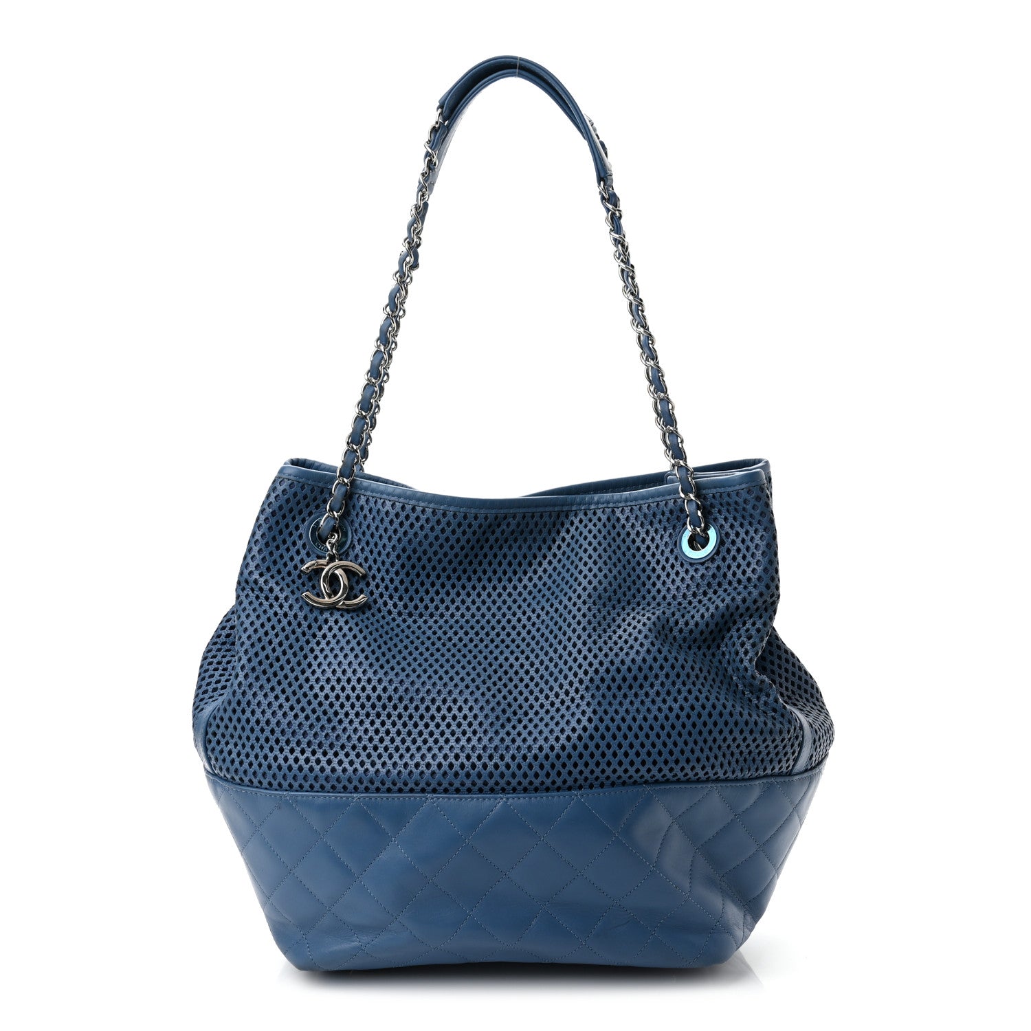 Chanel Calfskin Perforated Up In The Air North South Tote Blue 1 of 11