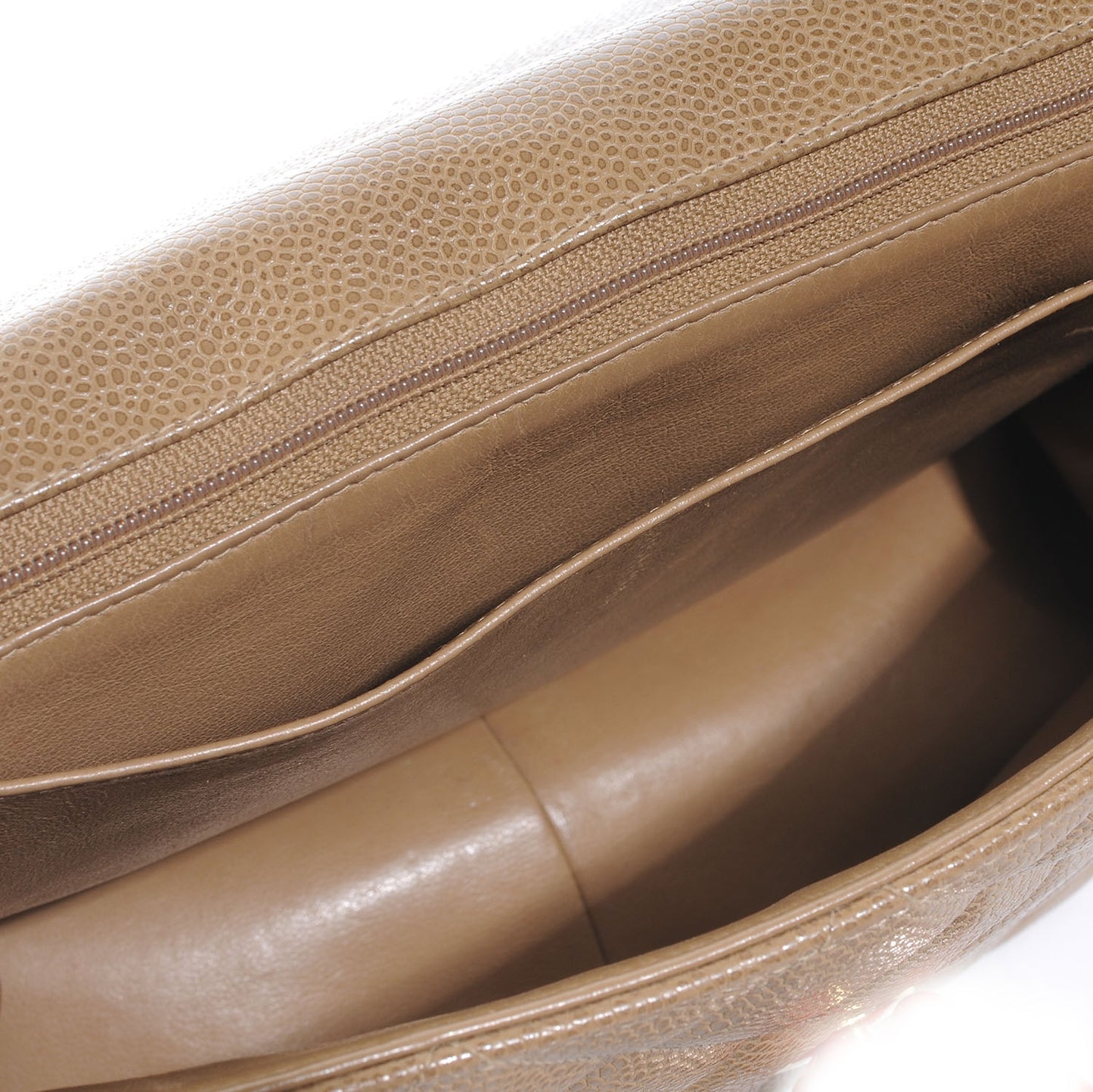 Caviar Quilted Shoulder Bag Dark Beige